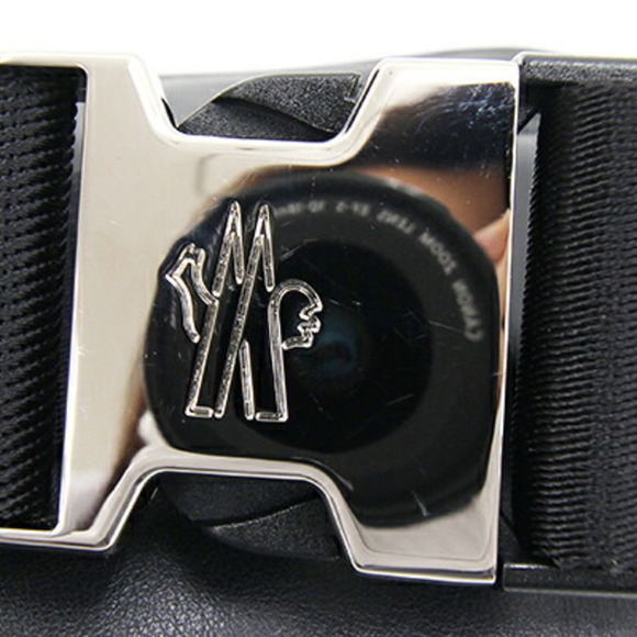 MONCLER Waist Bag G209P5M70200 Black Leather Pouch Body Men's Women's - Picture 7 of 8